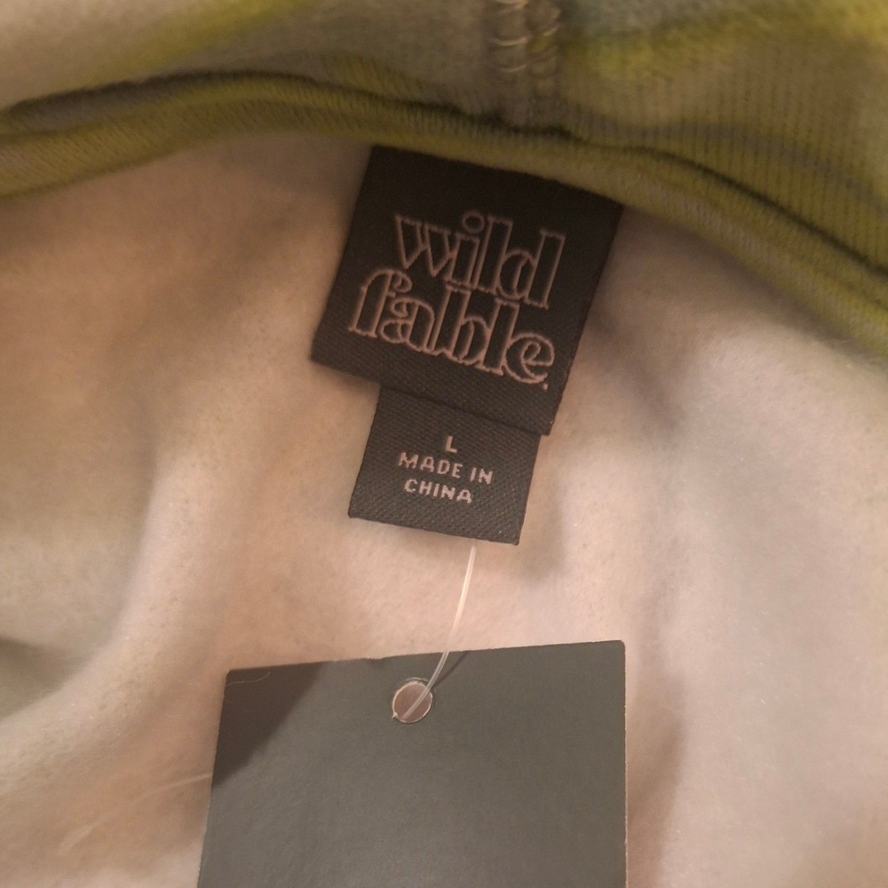 Wild Fable Lime Green Marble Swirl Cropped Hoodie Sweatshirt Womens Large - Picture 5 of 5